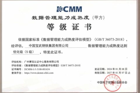 钢铁行业首家！上海市首家！宝武大数据中心助力中国宝武通过DCMM5级认证